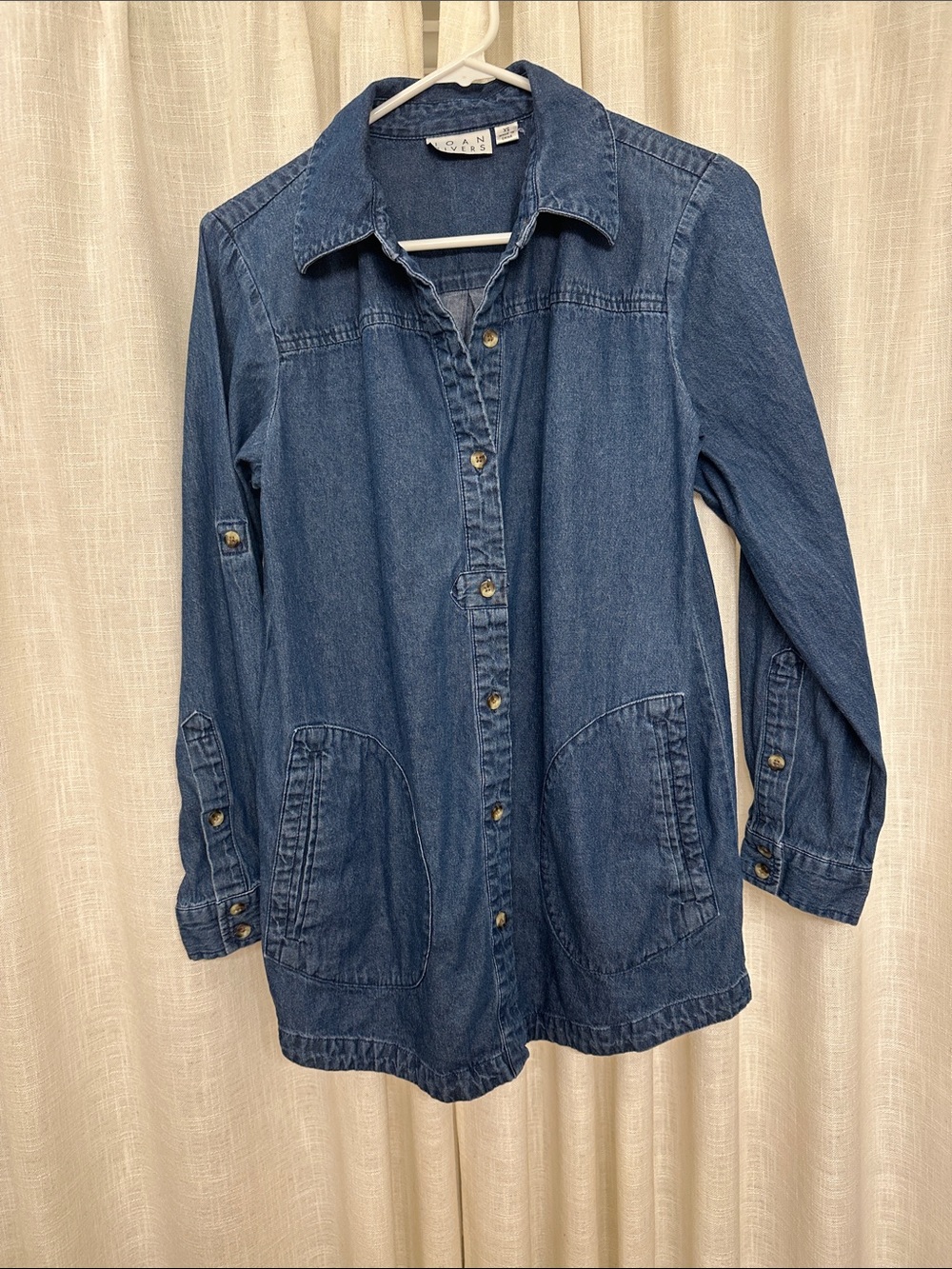 Vintage Joan Rivers Classic Denim Button-Up Tunic